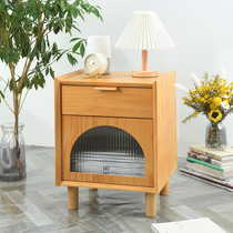 Solid wood bed head cabinet modern minimalist bed edge placement table free of installation containing cabinet bedroom Nordic small lockers