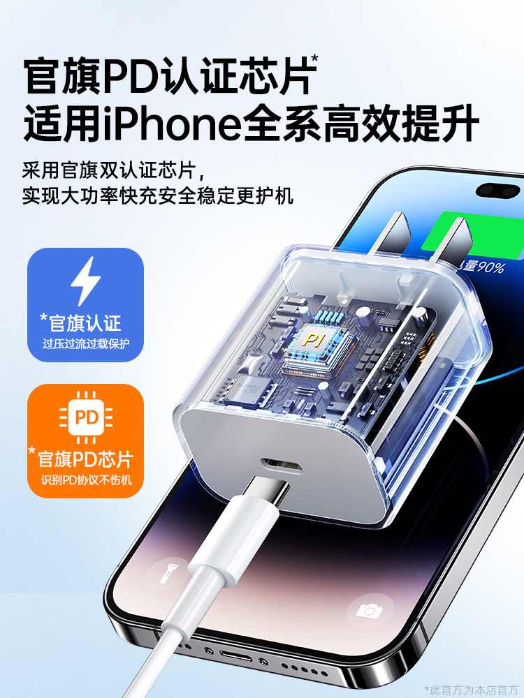 [Sf Express] 45W Fivi Official Charger for Apple 15, iPhone 17 Pro Max, 13 Pro Plug, 14 Type-C Data Cable, 30W Original Product, iPad Set of 12