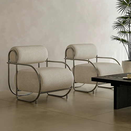 Одиночный диван-кресло в стиле Баухауз из нержавеющей стали, индивидуальное креативное вельветовое ретро-кресло особой формы в стиле ретро, минималистичный стул для отдыха