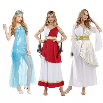Halloween ball costume cos role play ancient Greek goddess Athena Princess Liberty clothes