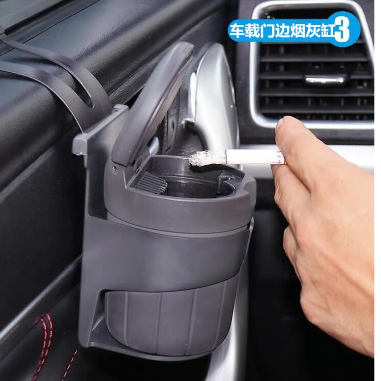 Vehicular door edge tobacco ashtray suspended vehicular water glass beverage rack multifunctional car smoke cylinder LED night light