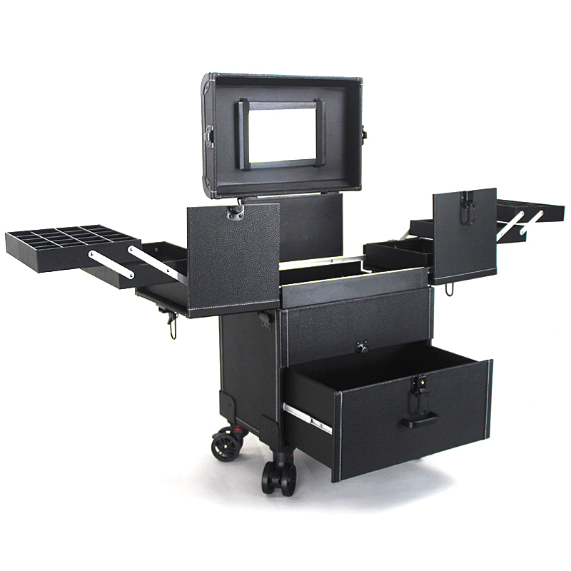 Large Portable Trolley Makeup Case, Professional Makeup Artist Nail Art Box, Special Tool Storage Box for Tattoo Artists When Going Out