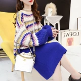 Модный комплект, свитер, осенний, коллекция 2022, в стиле Шанель, свободный крой, в западном стиле