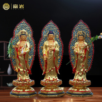 The Western Three Holy Resin Buddha Statue Temple enshrines fiberglass ornaments Amitabha Buddha Guanyin Dashi to bodhisattva customization