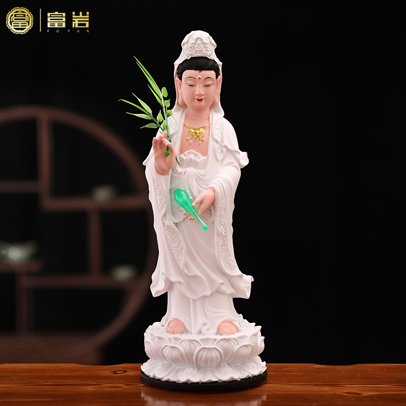Dripping Guanyin Buddha Statue dedicated to household station statue decoration Great compassion great sorrow White clothes Nanhai Guanshiyin Bodhisattva Resin