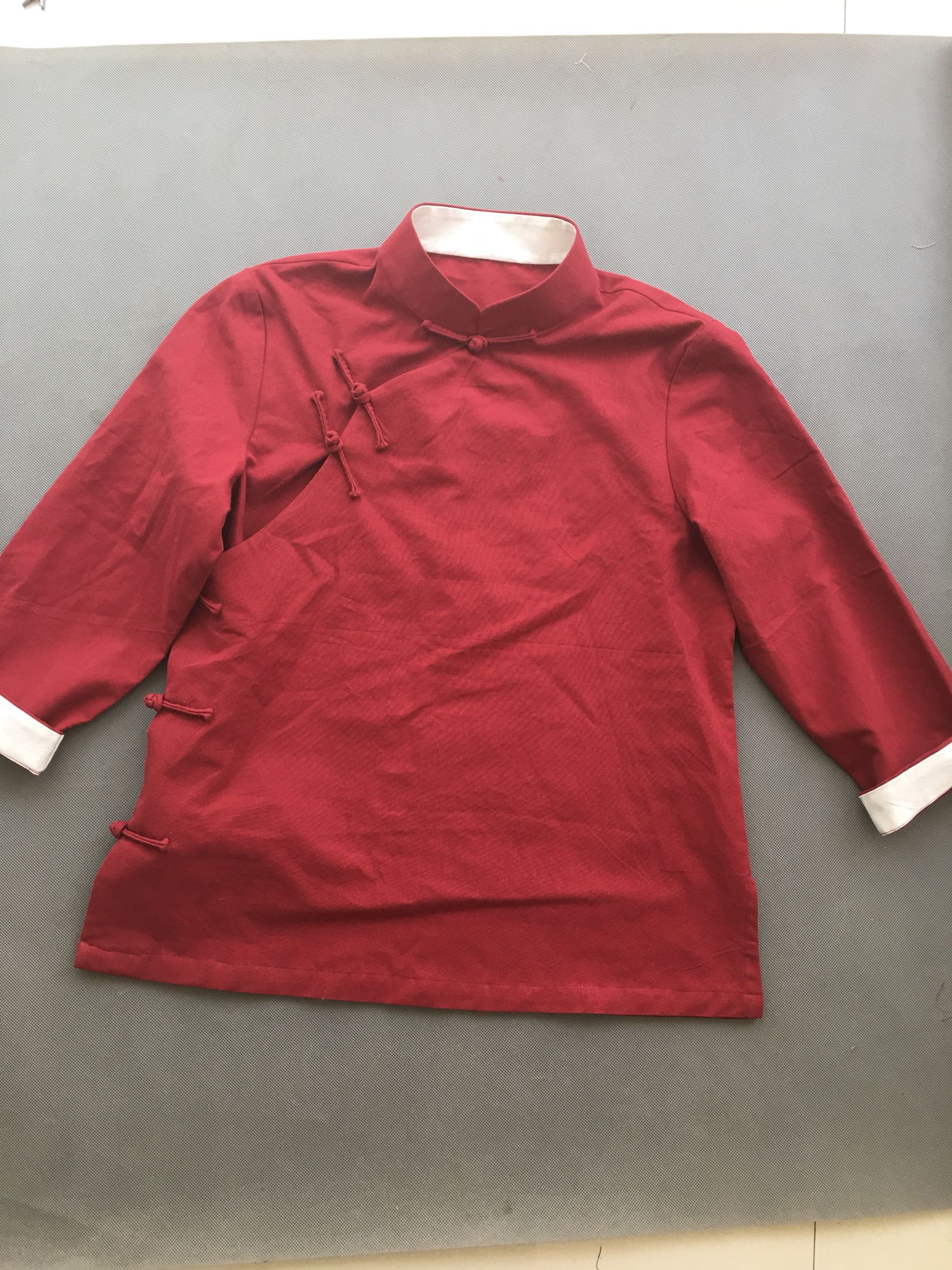 Summer Tang dress men's casual cotton linen top three-quarter sleeve shirt tea art clothing diagonal placket buckle retro Chinese short sleeves