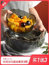 Nordic Phnom Penh transparent salad bowl Single glass bowl Japanese large household creative cute fruit dessert tableware