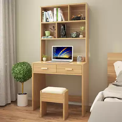 Solid Wood computer desktop table home bookcase desk integrated simple student desk with bookshelf combination bedroom table