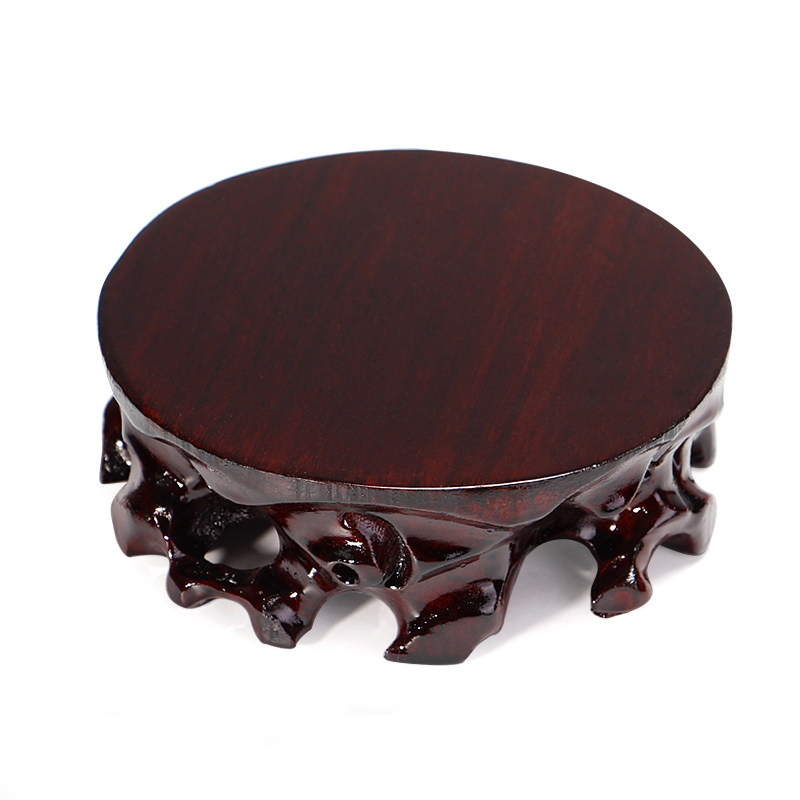 Solid wood carved Buddha, stone base can be excavated vases, flower miniascape of furnishing articles circular custom crafts bracket