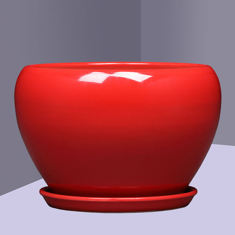 A flower pot special offer A clearance 】 【 ceramics with extra large tray was creative contracted and other household rounded orchid pot