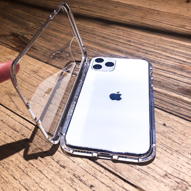 Apple 12 phone protection shell iPhone11 Pro Max bifacial magnetic attraction 13 transparent glass 12pm full package xs anti-fall female 8p personality suitable for ten thousand magnetic king 7 limited edition