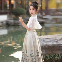 Ancient Wind Girl Horse Noodle Dress for the Han dress CUHK Girl Child Down with half-body dress Summer Childrens clothes