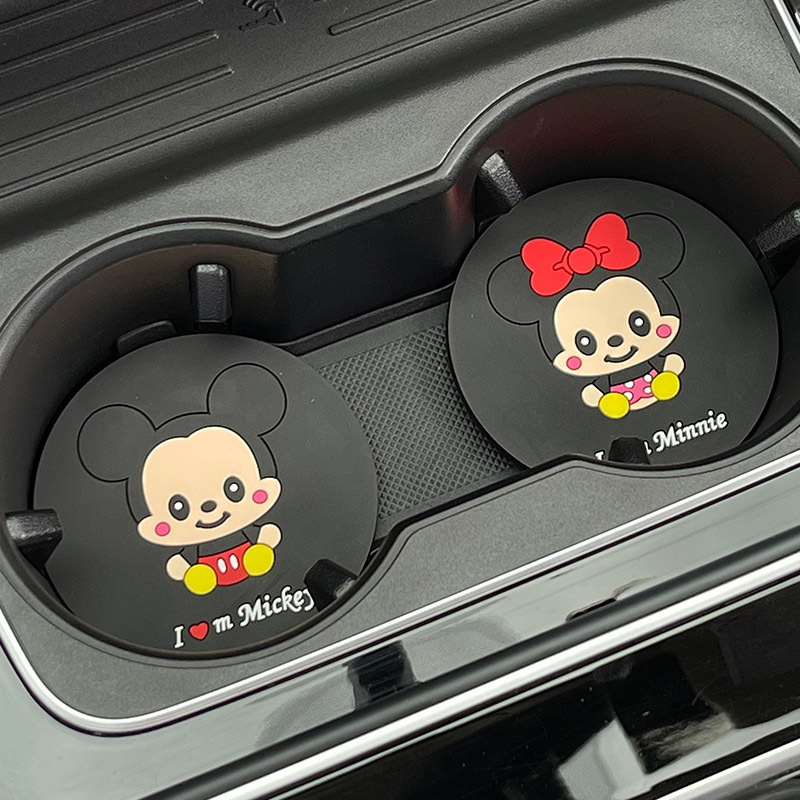 Cartoon Car Water Cup Mat, Car Storage Slot Mat, Creative Car Interior Decoration Supplies, Car Anti-Slip Mat Stickers for Women
