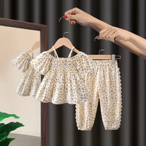 Girl set 2021 summer new net Red foreign gas childrens fashion summer 3 year old baby girl two sets