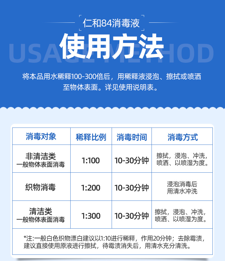 仁和 医用含氯84消毒液 家用消毒杀菌 300ml 图13