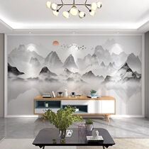 Modern New Chinese TV Background Wall Wallpaper Wall Cloth Zen water ink landscape frescoed Living room Classical Wall Sofa