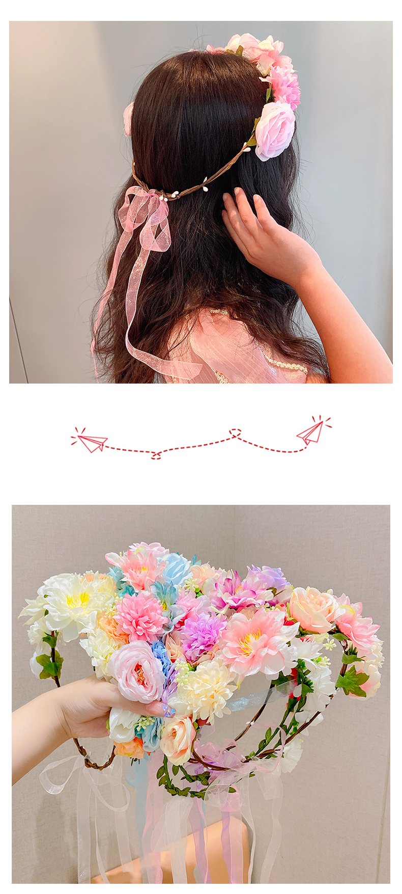 Girl's Sweet Flower Cloth Braid Hair Band display picture 2