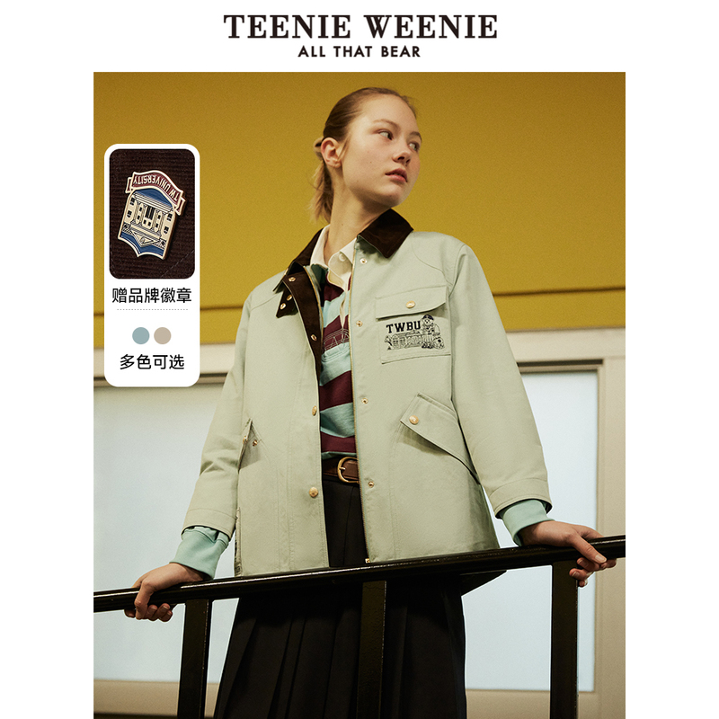 Teenieweenie Little Bear Ola Melard Jacket Mid-Length Retro Fashionable Design for Women