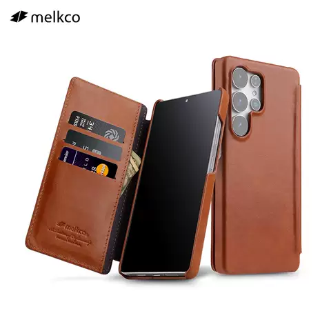 Melkco Genuine Leather Retro Business Folio Wallet Case – Galaxy S25, Galaxy S25 Plus, Galaxy S25 Ultra, Galaxy S24, Galaxy S24 Plus, Galaxy S24 Ultra, Galaxy S23, Galaxy S23 Plus, Galaxy S23 Ultra