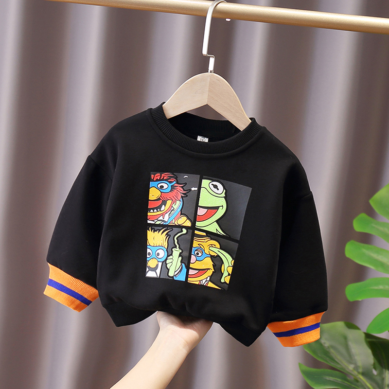 COLLOMIN baby plus velvet cartoon sweater children warm base shirt children autumn winter coat tide