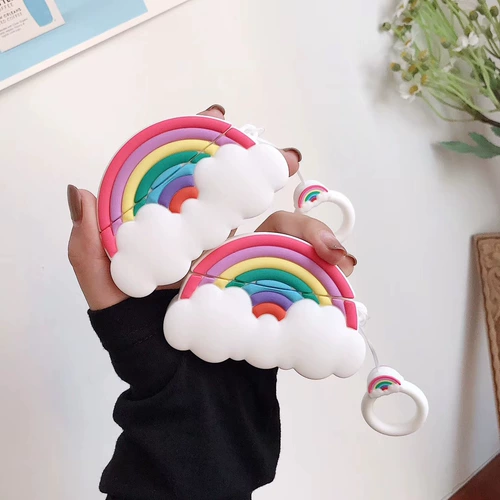 Apple, трехмерный радужный совместимый защитный чехол, беспроводные брендовые силиконовые наушники с зарядкой, bluetooth