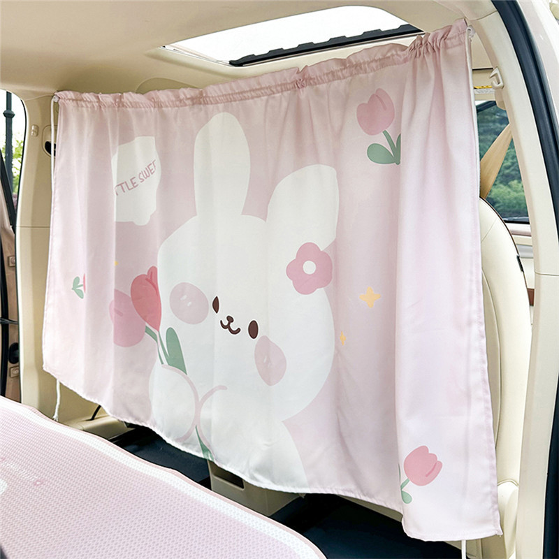Car Sunshade, Cute Front and Rear Partition Curtain, Privacy Curtain, Summer Car Sun Protection and Heat Insulation, Baby and Infant Light Blocking