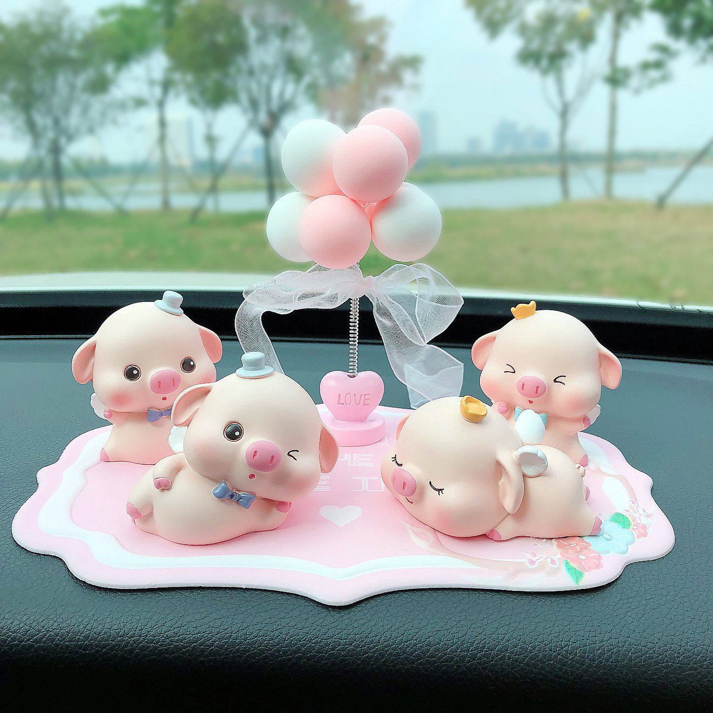 Net Red Creativity Cute Ecstasy Small Pig Car Pendulum With Car In-car Ornament Upscale Personality Car Decoration Items-Taobao