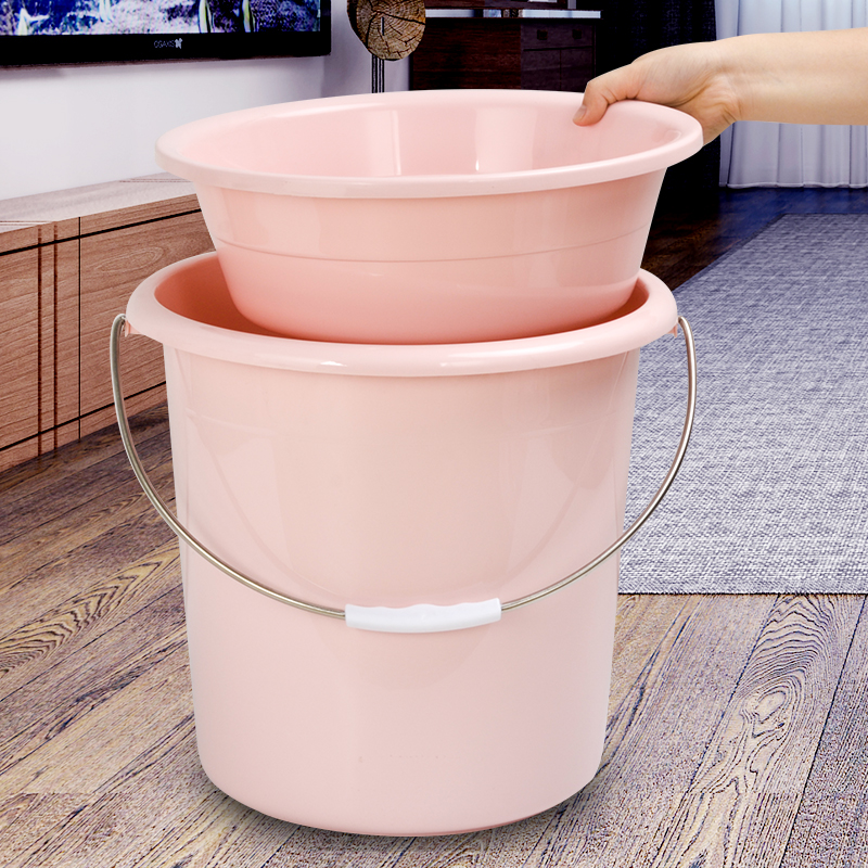 Student bucket bucket Bath dormitory bucket Washbasin set Basin bucket Household bucket Plastic bucket thickened with lid