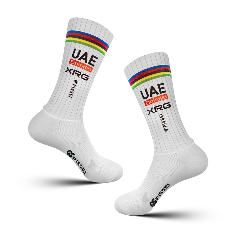 Tour De France Pneumatic Cycling Socks Road Bicycle Lycra Fabric Mid-Length Sports Socks Compression Quick-Drying Breathable Men and Women