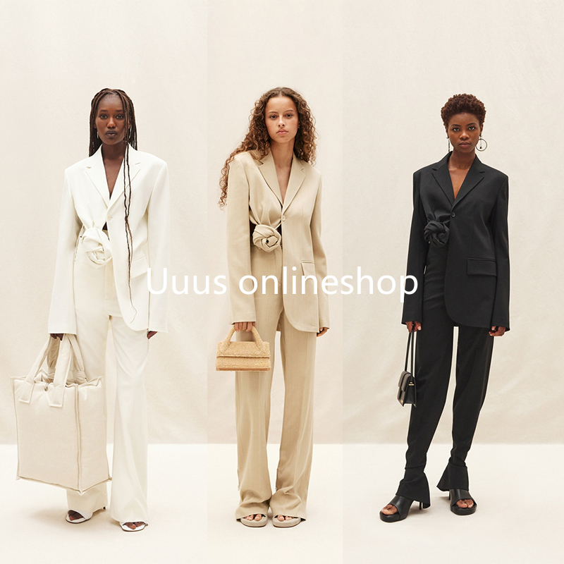 Buyer Store Genuine Jacquemus22 Autumn and Winter Suit Knotted Asymmetrical Design Slim Short Outwear for Women Buyer Store Genuine Jacquemus22 Autumn and Winter Suit Knotted Asymmetrical Design Slim Short Outwear for Women