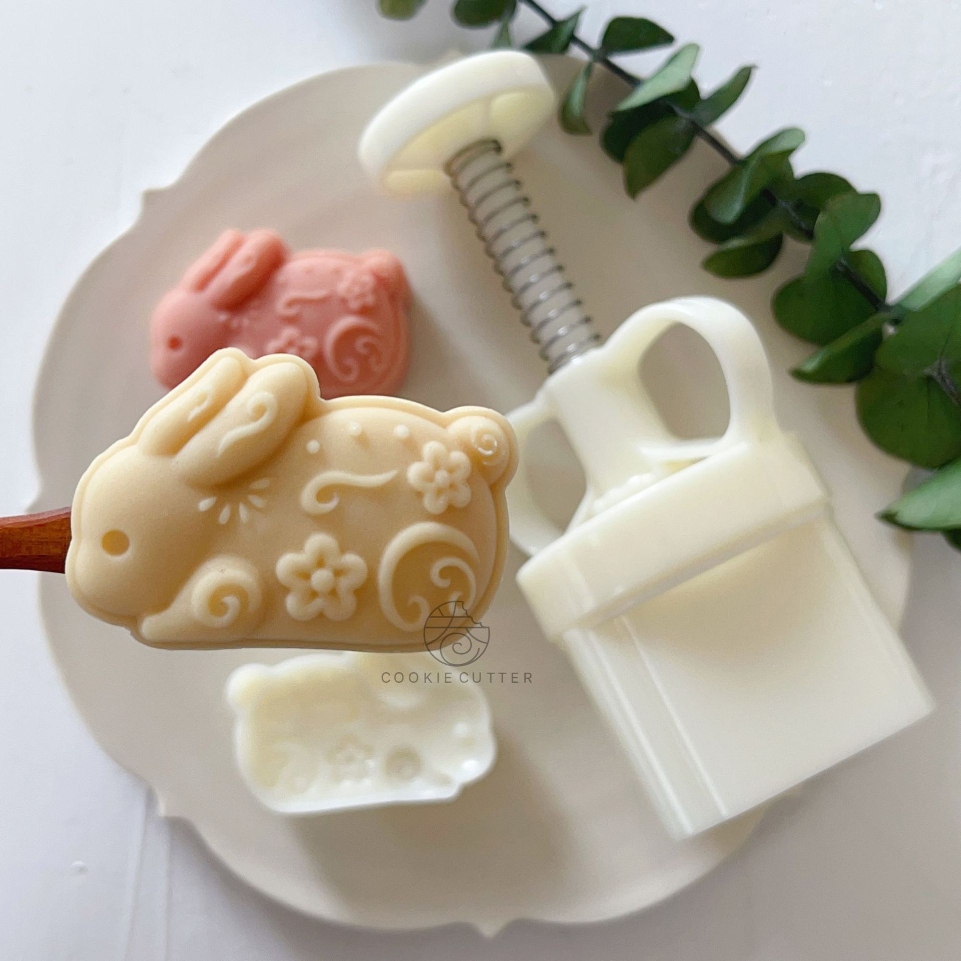 50g stereo flower light rabbit Mid-Autumn Festival mooncake mold non-suicide cut paper styling green bean cake Chinese pastry hand press die-Taobao