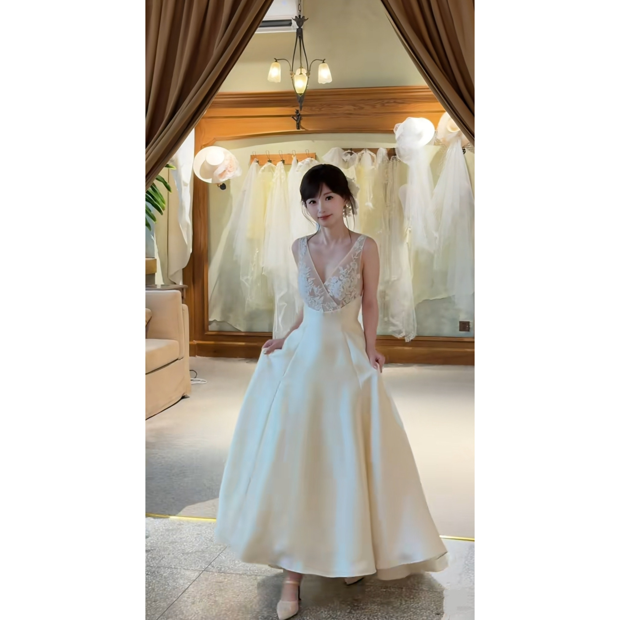Маленькое легкое свадебное платье из французского атласа bride 2026 новая зимняя высококачественная текстура выходит навстречу основной пряжи