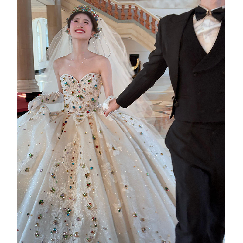 French-Style Strapless Runaway Princess Light Wedding Dress 2026 New Bridal High-End Texture Custom-Made Trailing Main Gown
