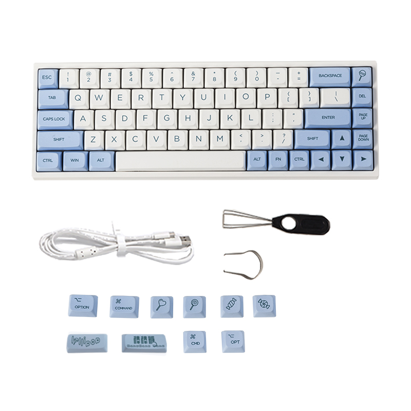Blue White Cherry Red Axis RGB Backlight & Bluetooth Dual ModeKeydous   NJ68 Hot plug Bluetooth RGB keyboard feeding bottle Red and white machine Key cap MAC wireless Mechanical keyboard