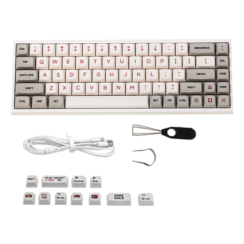 White Red White Machine TTC Golden Tea Axis RGB Backlight & Bluetooth Dual ModeKeydous   NJ68 Hot plug Bluetooth RGB keyboard feeding bottle Red and white machine Key cap MAC wireless Mechanical keyboard