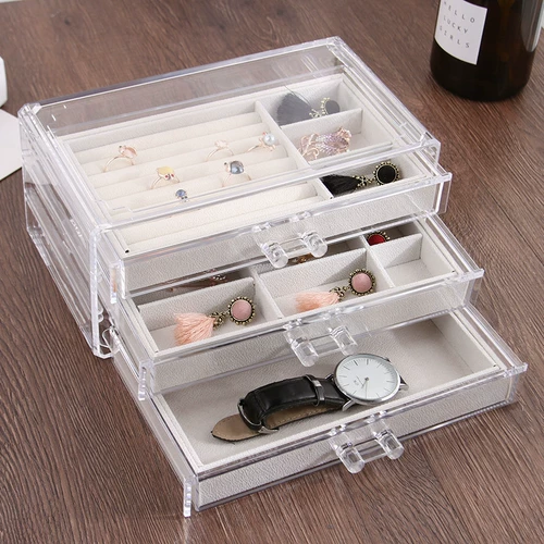 Акриловая коробочка для хранения, аксессуар, серьги, кольцо, коробка для хранения, часы, простой и элегантный дизайн