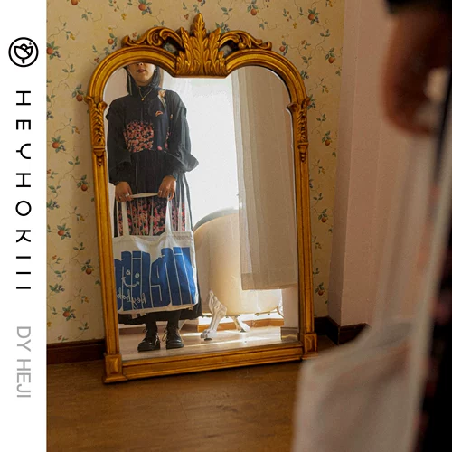 heyhokiii Оригинальный дизайнерский синий хлопковый шоппер, сумка, английский