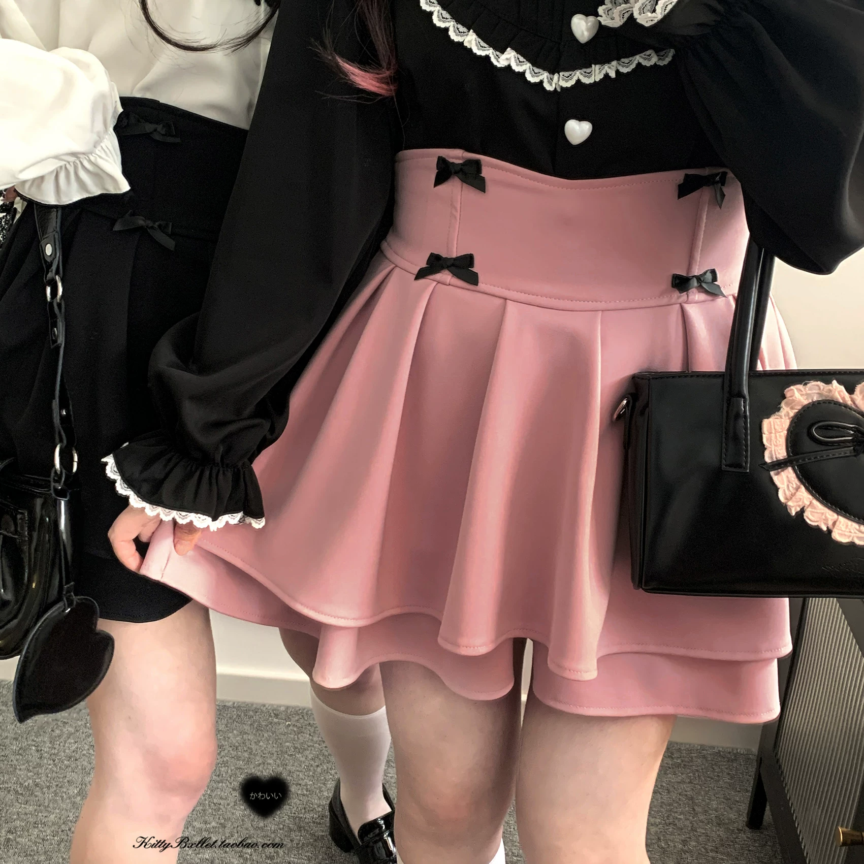 Платье KittyBxllet оригинал [Love Ban] бант двойной слой лей брюки юбка