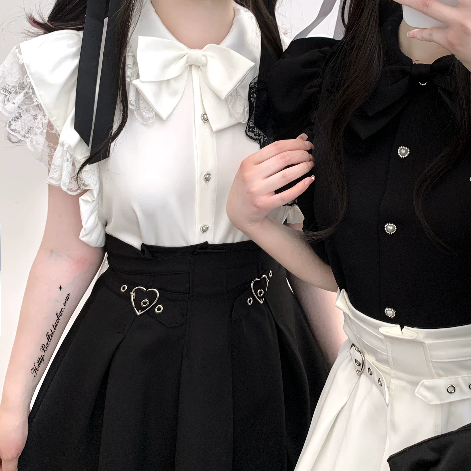 KittyBxllet высокая талия юбка клетчатая любовь кружево повседневная дата casual стиль