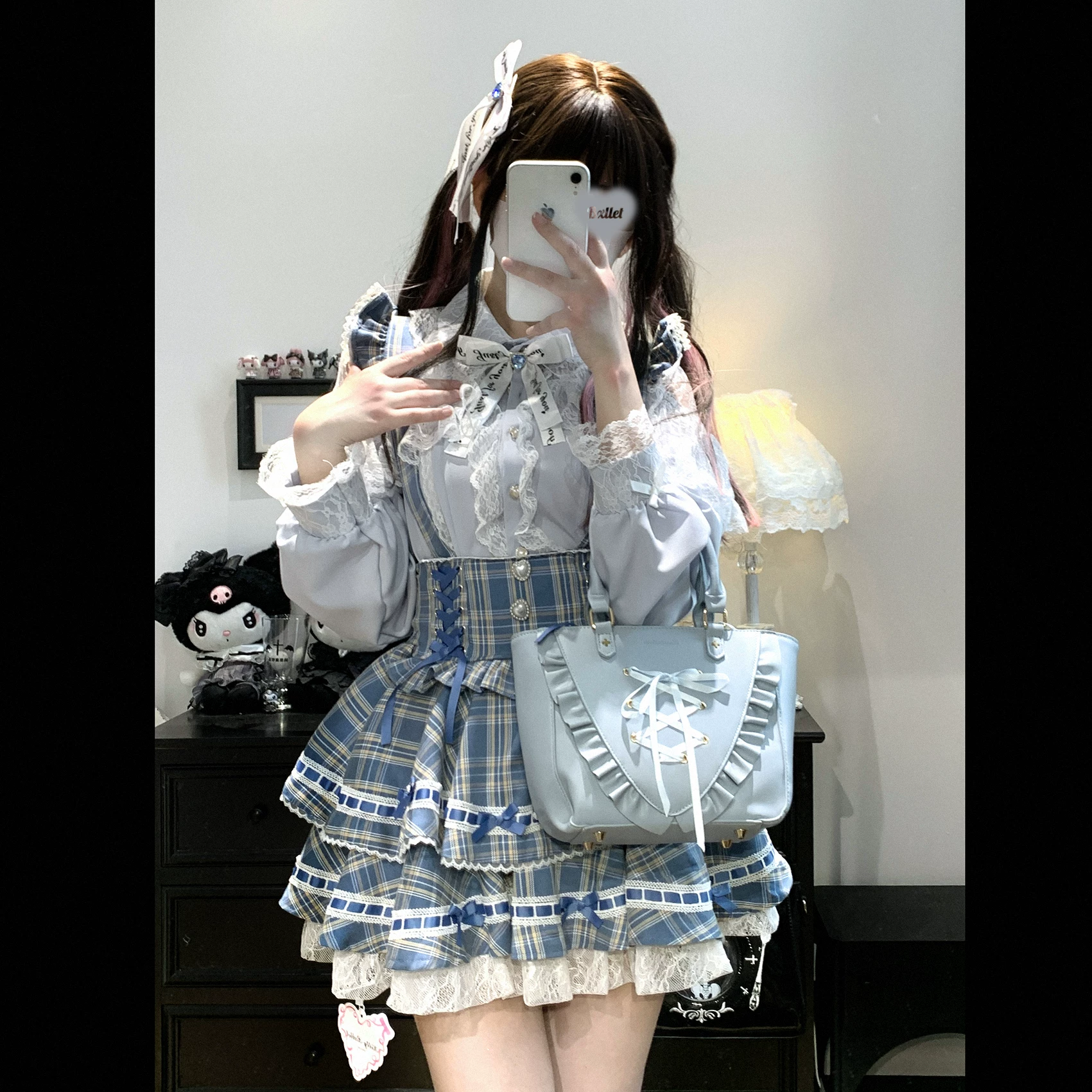 Оригинальная KittyBxllet [Love Ji Xinsha] кружевная длинный рукав рубашка