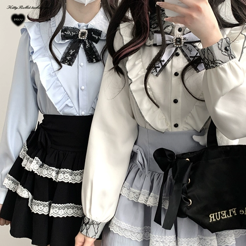 Киттибксллет Оригинальная [Розовая стена] Кружевая отворотная рубашка