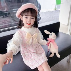 Girl autumn clothing Dress 2025 New arrival Western style children's clothing spring and autumn Long sleeves Tweed Style baby early autumn skirt