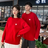 Осенняя демисезонная брендовая парная одежда для влюбленных, красный небольшой дизайнерский трикотажный свитер, оверсайз, свободный крой