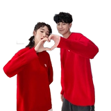 Осенняя демисезонная брендовая парная одежда для влюбленных, красный небольшой дизайнерский трикотажный свитер, оверсайз, свободный крой