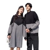 Осенняя демисезонная парная одежда для влюбленных, длинный свитер, трикотажное платье, юбка, в корейском стиле, средней длины