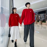 Осенняя демисезонная брендовая парная одежда для влюбленных, красный небольшой дизайнерский трикотажный свитер, оверсайз, свободный крой