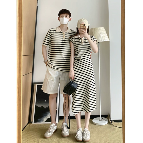 Летняя парная одежда для влюбленных, небольшая дизайнерская футболка с коротким рукавом, платье, юбка, французский стиль, тренд сезона