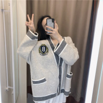 2021 Autumn and winter super fire cec lazy net infrared cover womens tide ins socialite air quality loose sweater cardigan thickened