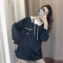 Hooded shirt womens design sense niche 2021 new retro port flavor temperament light cooked wind shirt jacket loose