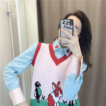 2021 new early autumn net red very fairy knitted vest two-piece set thin temperament Western style socialite wind suit tide